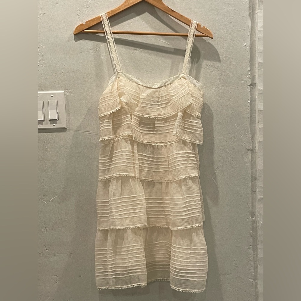 BCBGMaxAzria Cream Lace-Trimmed Dress